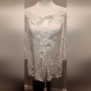 White cold shoulder blouse